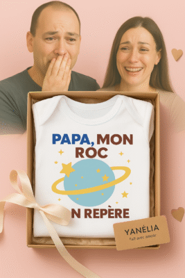 Body bébé Yanélia cadeau papa – message Papa mon roc mon repère en édition limitée