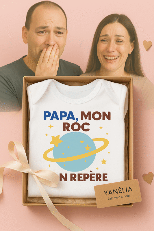 Body bébé Yanélia cadeau papa – message Papa mon roc mon repère en édition limitée