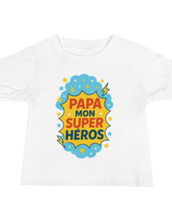 T-shirt bébé “Papa, mon super héros” – Le cadeau tendre et original